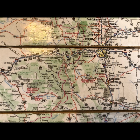 CLEARANCE Colorado Map Decoupage Eco Recycled Wall Travel Art - Picture 4 of 6